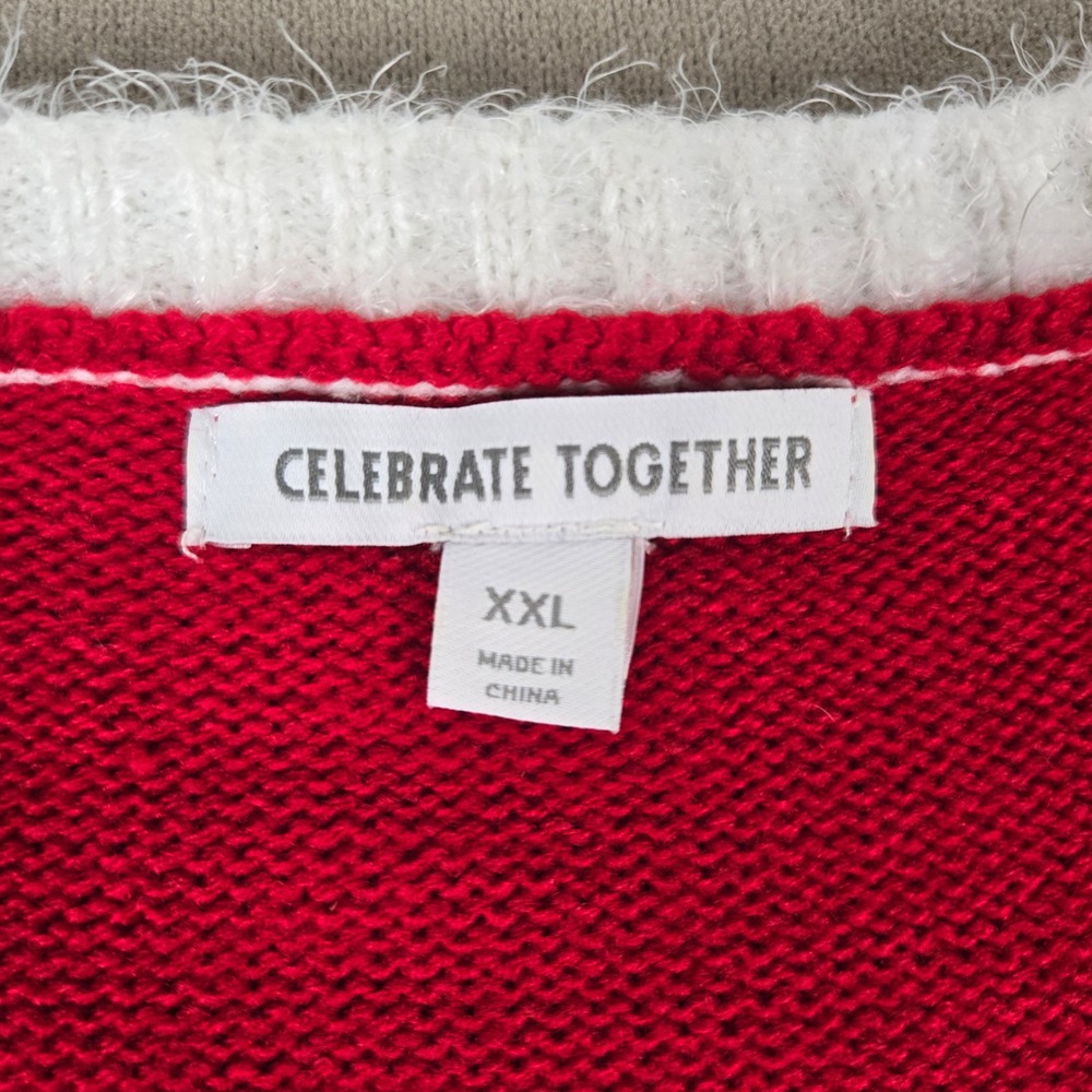 Celebrate Together Womens XXL Red Oh Snow Snowman Ugly Christmas Sweater Bells - Picture 3 of 8